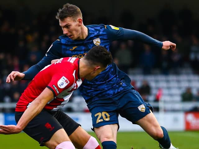 Liam Shaw was on target for Morecambe against Accrington Stanley Picture: Jack Taylor