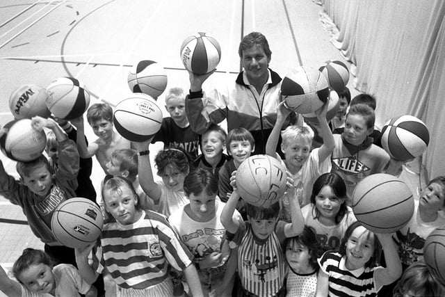 Children playing basketball at West View Leisure Centre in the 80s