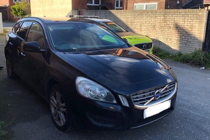This Volvo was reported stolen in Blackpool. 
It was found a short while later with three men inside - and all were arrested.One of the men was wanted three burglaries.
 The car was recovered.