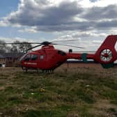 An air ambulance was spotted landing on a field in Buckshaw Village.
