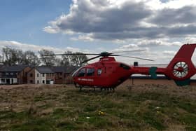 An air ambulance was spotted landing on a field in Buckshaw Village.