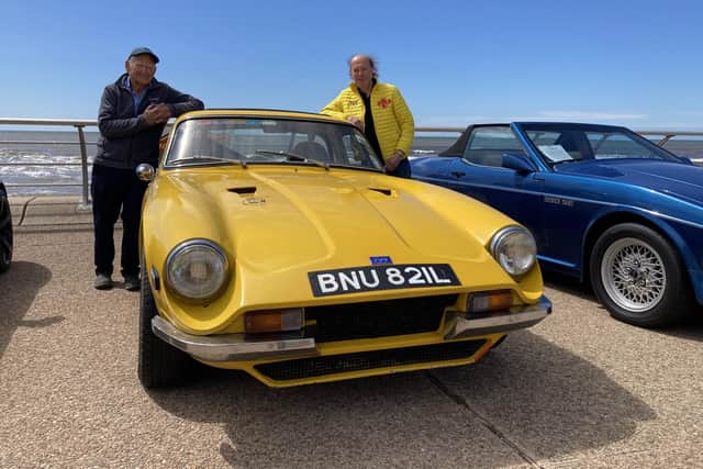 Martin Lilley (left) with Richard Walton and his TVR M-Series car, bought brand new by Richard’s father from the Motor Show stand in 1972