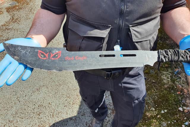 A large zombie knife was discovered by police in Ashton. (Credit: Lancashire Police)