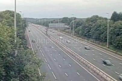 Motorway camera view southbound at junction 31 Preston. The section of the M6 is expected to be closed for several hours