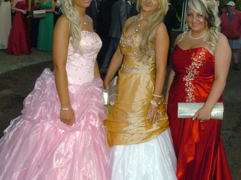 From left, Charlie Saunders, Leigh Martin and Jodie Latham at the Corpus Christi Catholic Sports College Prom at Barton Grange