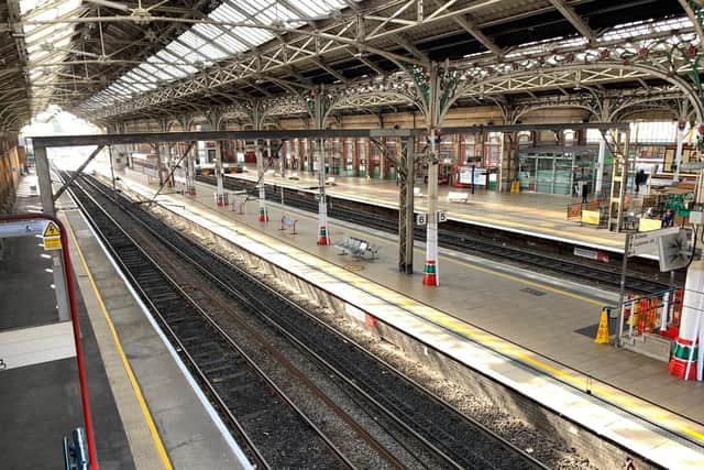 The strike meant only 11 per cent of usual train services were running, leaving Preston railway station eerily quiet