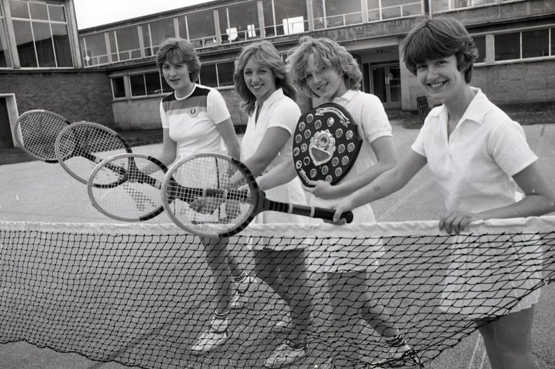 Elizabeth Sibbering, Jennifer North, Michelle Poole and Juliet Ralph, the winners of the South Ribble Under 16 doubles tennis tournament. All four players are pupils at Penwortham Girls' High School