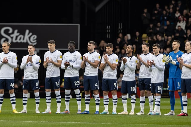 Preston North End players paying their respects to the late John Motson