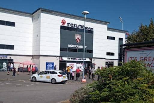 Morecambe FC's Mazuma Stadium is becoming a donation centre for Ukrainian refugees. Picture from Google Street View. 