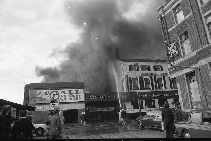 Fire breaks out at T. Ball shoe shop on Fishergate, it spread next door to the Victoria Hotel