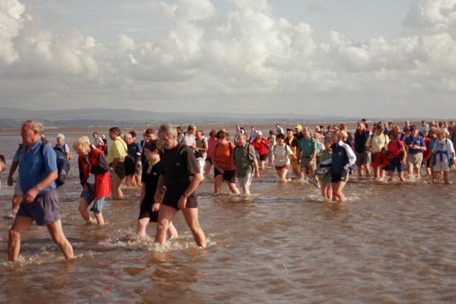 Walkers during the Lancashire Evening Post Cross Bay Walk at Morecambe