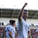 Preston North End's Ben Whiteman celebrates in the reverse fixture