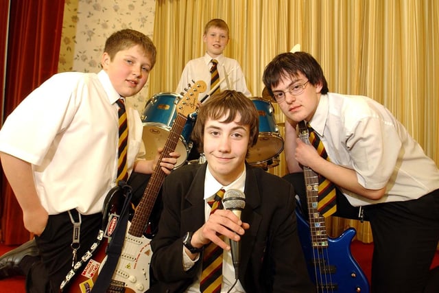 From left, Joe Gordon, 13, Thomas McCrudden, 11, Chris Dennett, 14, and Toby Walters, 14, who will perform in the Hutton Grammar School Music Showcase