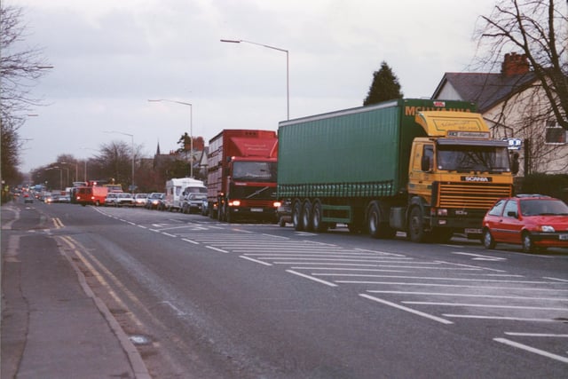 The large number of HGVs travelling along Garstang Road, which passed through the junction at Black Bull Lane, heading to and from the motorway nearby