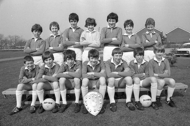 All Hallows Penwortham 2nd year team who won the Under 13 South Ribble Schools Cup. Pictured (back row from left): C Plumb, G Short, C Darbyshire, C Millar, T O'Leary, D Ollerton, M McDonough. Front (from left): S Nutter, S Duxbury, N Kellett, G Goring, M Woodruff, A Baron, A Jones