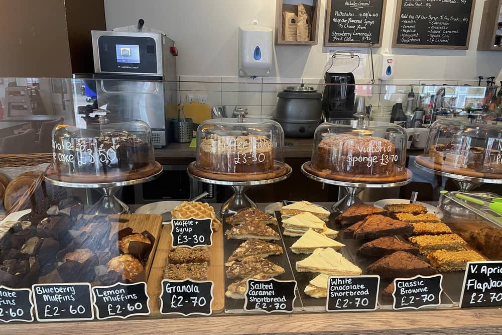 Some of the many sweet treats available at Rhode Island coffee shop at Chorley Markets