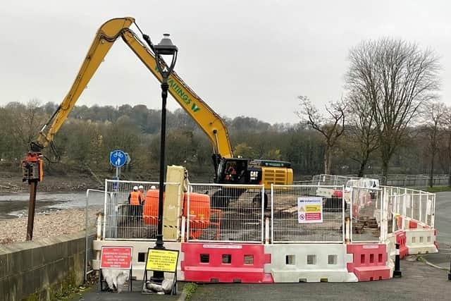 Piling taking place near Penwortham Old Bridge