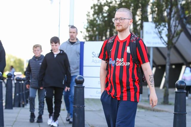 Preston North End fans arrive at the Stadium of Light.