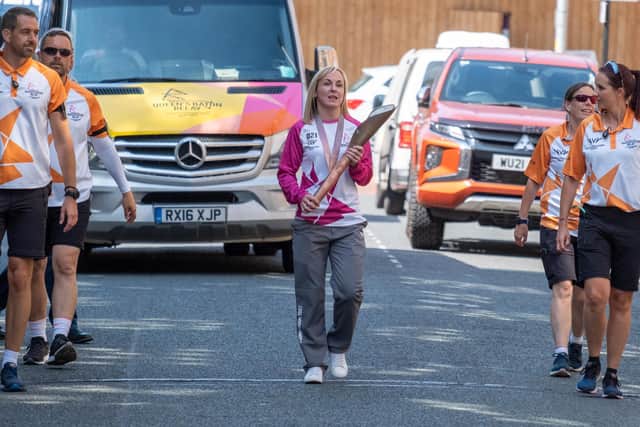 Lisa Whiteside took part in the Queen's Baton Relay as it visited Preston as part of the build up to this summer's Commonwealth Games in Birmingham