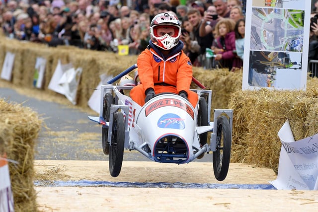 This was the scene as the Longridge Soap Box Derby brought the crowds to Berry Lane.