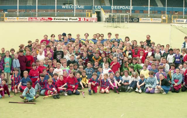 This huge band of merry players all attended a hockey tournament held at Preston's Deepdale stadium