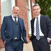 Solicitor consultant Terry Griffin with David Edwards from Harrison Drury