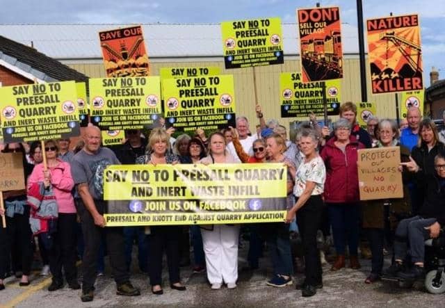 Protesters against plans for a quarry in Preesall