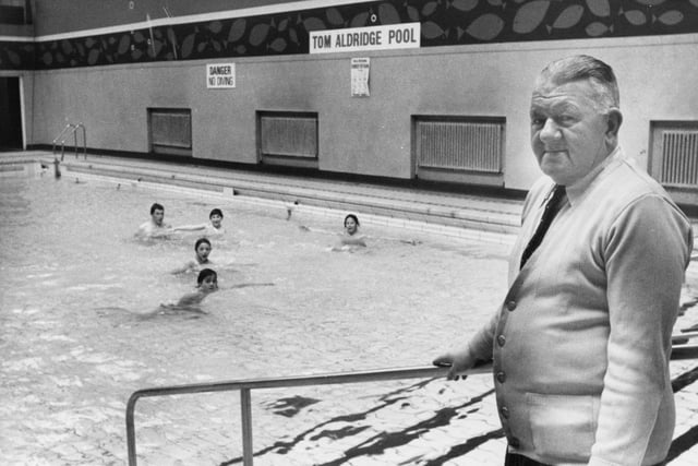 Baths manager Mr Tom Aldridge standing next to the learner pool in 1977. As you can see the pool was named after him, he was held in such high regard