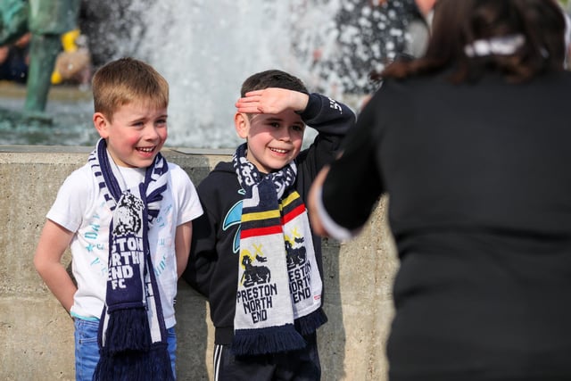 Preston North End fans enjoy the pre match atmosphere