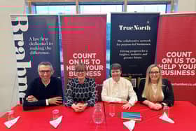 The panel at the Lancashire Economic Breakfast (L-R) Robert White, Nikki Whittle (Brabners) Tania Elsworth (TP Financial Solutions) Zowi Whittaker (Fox Group)