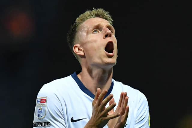 Emil Riis reacts after the final whistle of PNE's 0-0 draw with Rotherham.