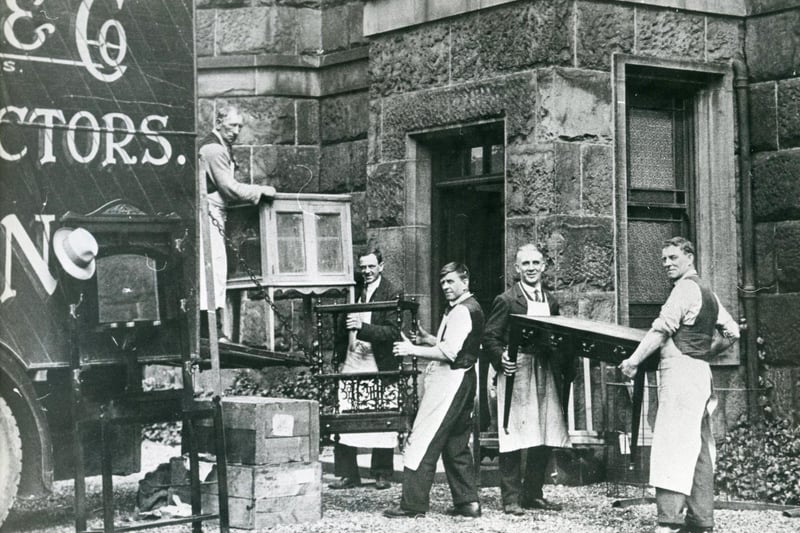 Workmen remove furntiture from Preston Prison after it was closed down in 1931. The furniture was sold of at auction. The prison was closed from 1931 to 1939, and then used by the military from 1939 to 1948. That year, the prison was converted back to civilian use.