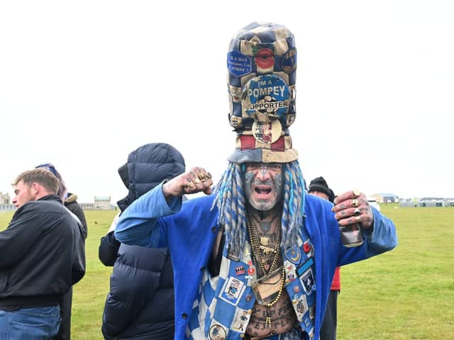 Thousands of Pompey FC fans flocked to Southsea Common to celebrate the team's League One title and promotion. Pictured: John Pompey Westwood Picture Credit: Keith Woodland