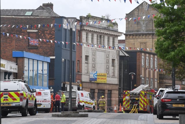 Emergency services at the scene of a fire in Preston on Friday morning.