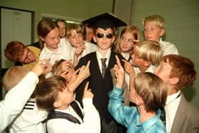 The Demon Headmaster, James Ashton of Moss Side Primary School, Leyland, tries to put his fellow pupils in a trance