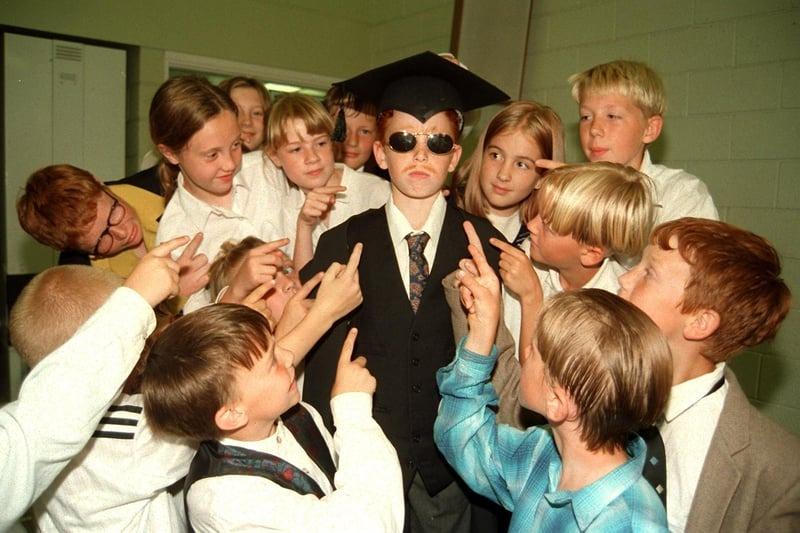 The Demon Headmaster, James Ashton of Moss Side Primary School, Leyland, tries to put his fellow pupils in a trance