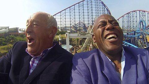 Len Goodman and Ainsley Harriot revisited holiday memories on the Big Dipper for BBC show Holiday Of My Lifetime