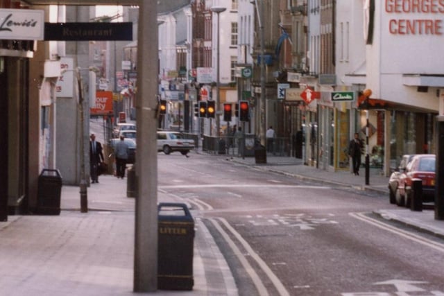 In this image from 1991 you can just see the shop sign for Lewis's in the top left hand corner