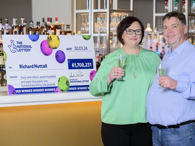 Euromillions winners Richard and Debbie Nuttall from Colne who have won £61M.
