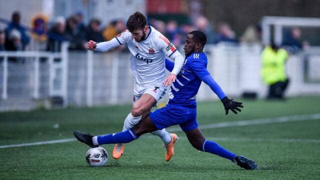 Match action from AFC Fylde's clash at Aveley