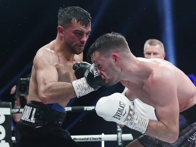Jack Catterall, left, during his controversial bout with Josh Taylor (photo: Lawrence Lustig)