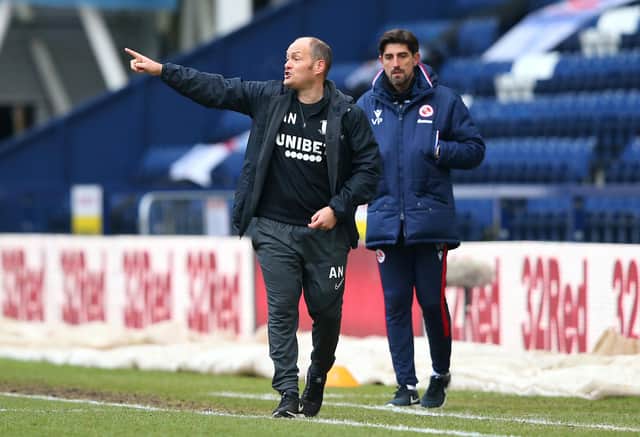 Alex Neil, manager of Preston North End, gives instructions to their side during the Sky Bet Championship match between Preston North End and Reading at Deepdale on January 24, 2021.