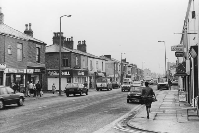 This picture looks to be taken in the 80s and shows the many shops that are dotted all along New Hall Lane