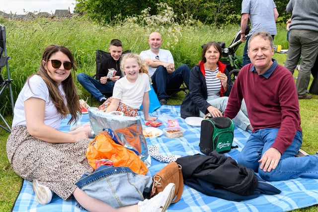 Emma, Josh, Amber, John, Jill and Mike French at the Garstang Giant Jubilee Picnic