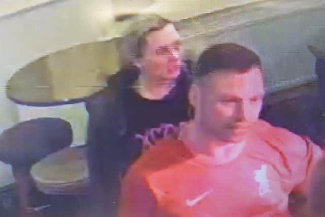 Police want to speak to this man and woman in connection with a pub brawl in Morecambe.