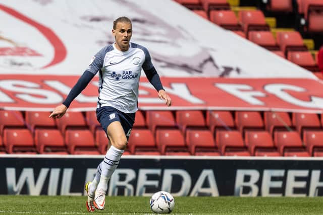 Brad Potts in action for Preston North End at Barnsley