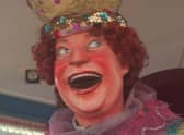 The laughing clown at Blackpool Pleasure Beach - unfortunately unable to offer laughing yoga sessions on the beach