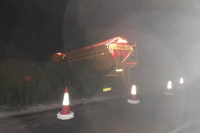 The gritter lorry slid off Quernmore Road and into a hedge near Caton at around 4am on Wednesday morning (January 18)