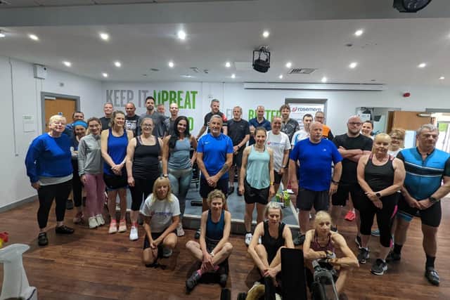 The particpants of the three-hour spin fundraiser at Fulwood Leisure Centre for Rosemere Cancer Foundation