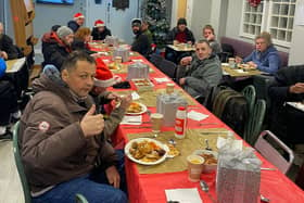 Some of the more than 50 homeless people who enjoyed Christmas dinner at The Foxton Centre this year